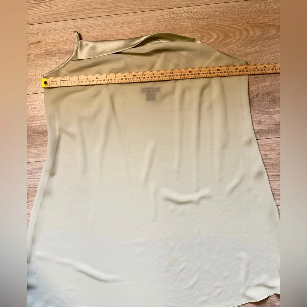 Halston 2X Sage Green Sheer Robe & Slip Dress Set Satin Trim Elegant Lounge - Picture 11 of 16